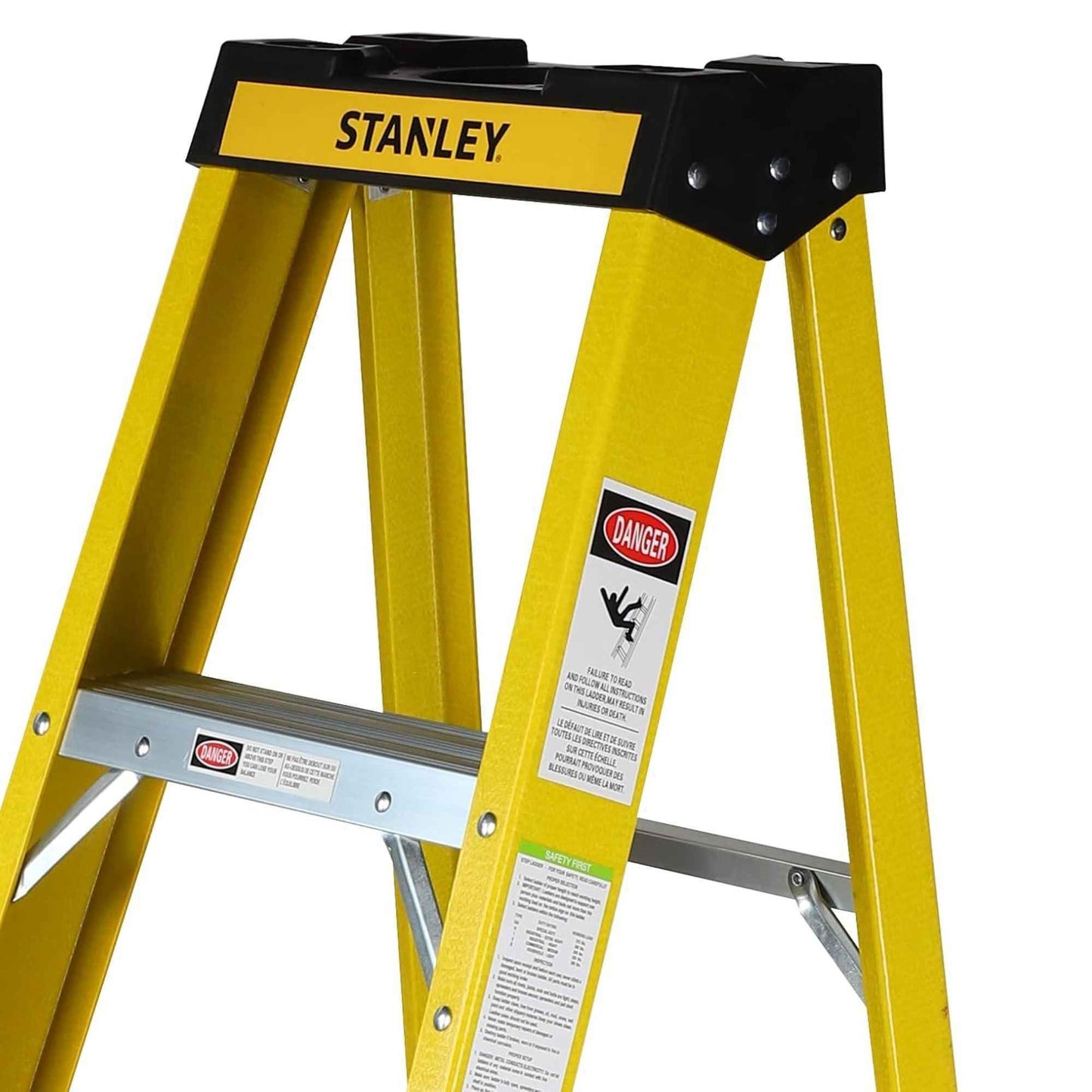 STANLEY Step Ladder 6 Steps Fibre Ladder Anti Slip Steps Non-Slip Rubber Edge Guards 150 KG Loading Capacity EN131 Approved