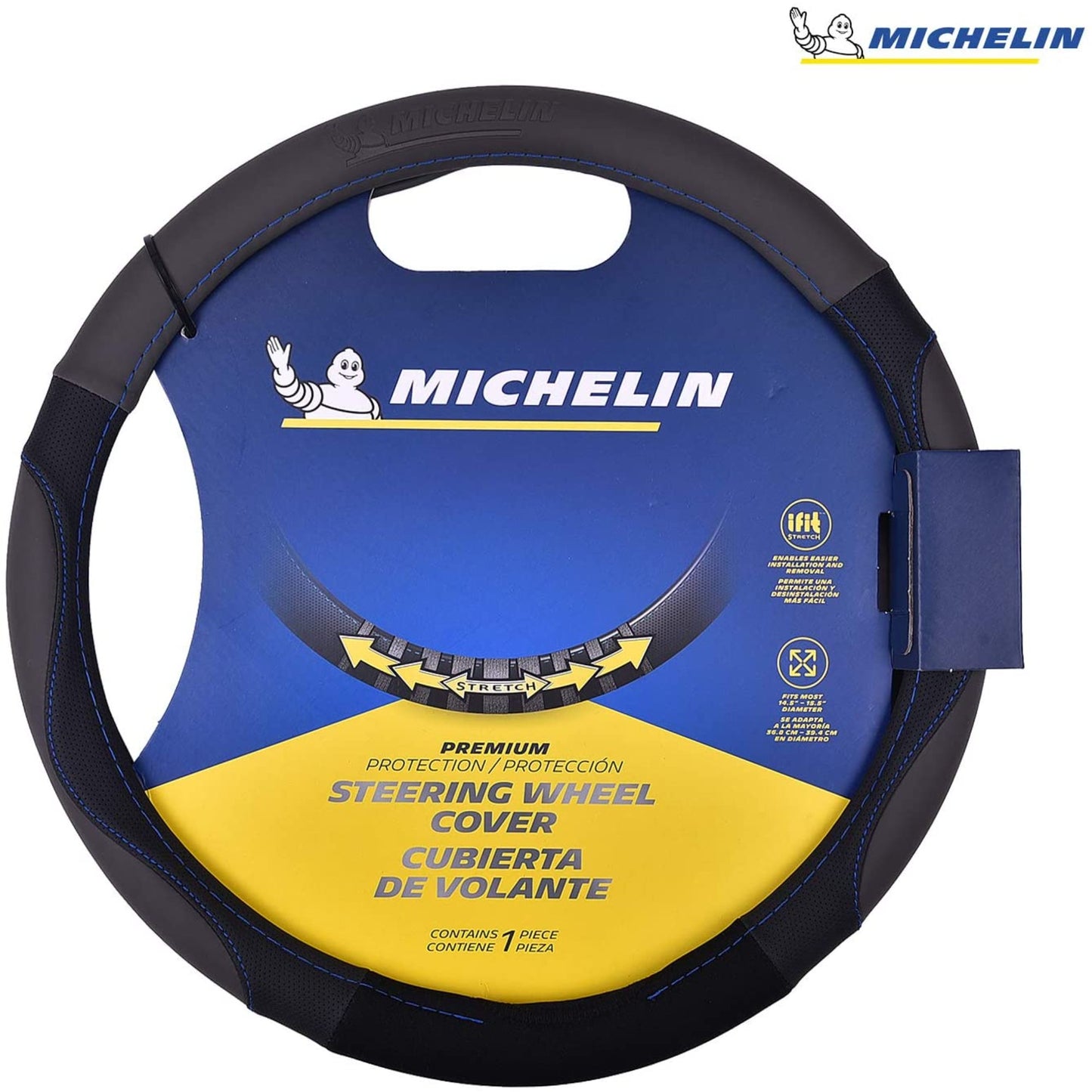 MICHELIN Premium Faux Leather Steering Wheel Cover Blue Stich Color - W33269 - DIY Store