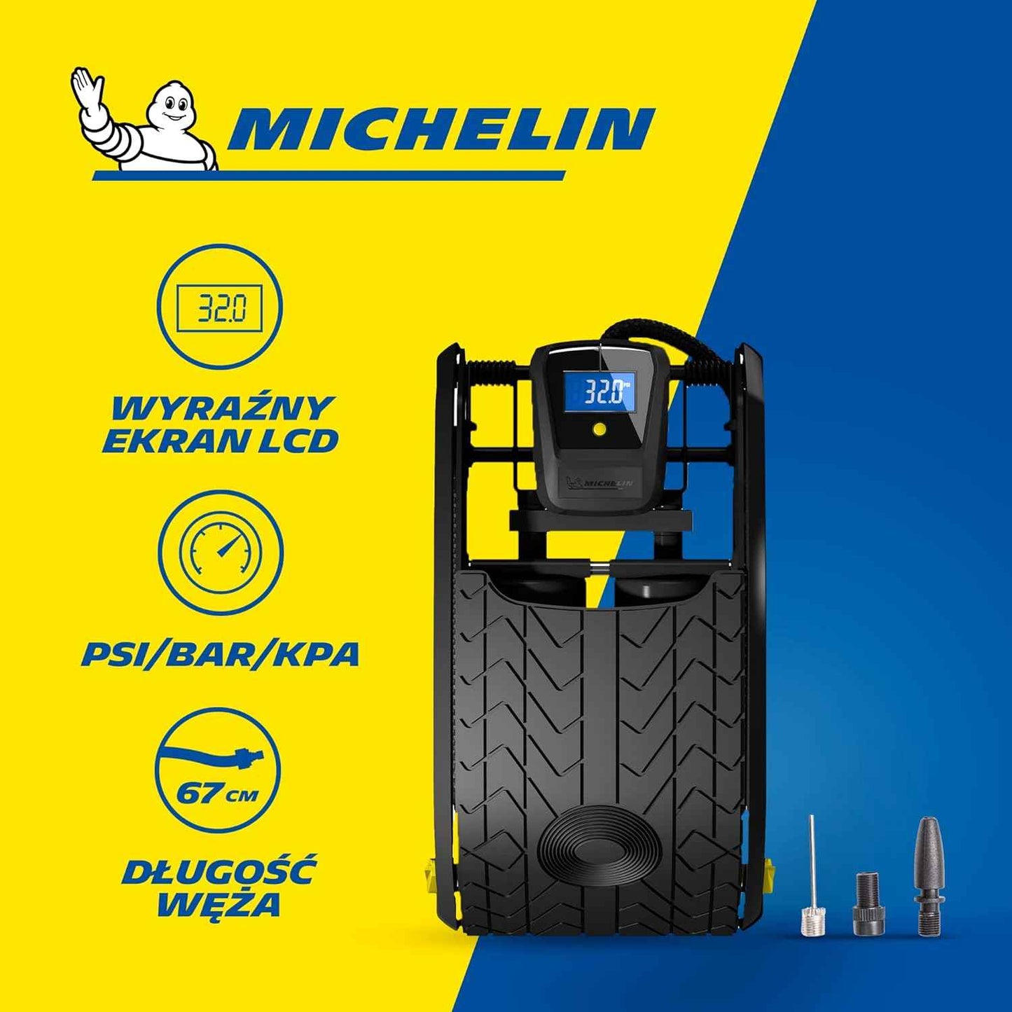 Michelin Double Barrel Digital Foot Pump - 12209