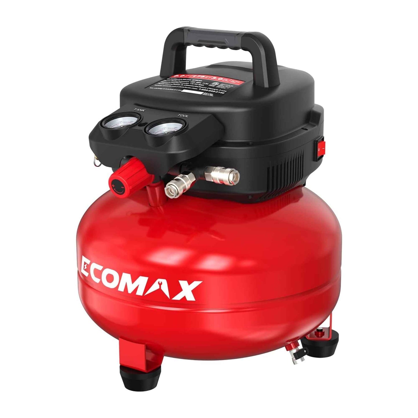 Ecomax Air Compressor 23L, Oil Free, 1400W, 8-10 Bar, Pancake Tank