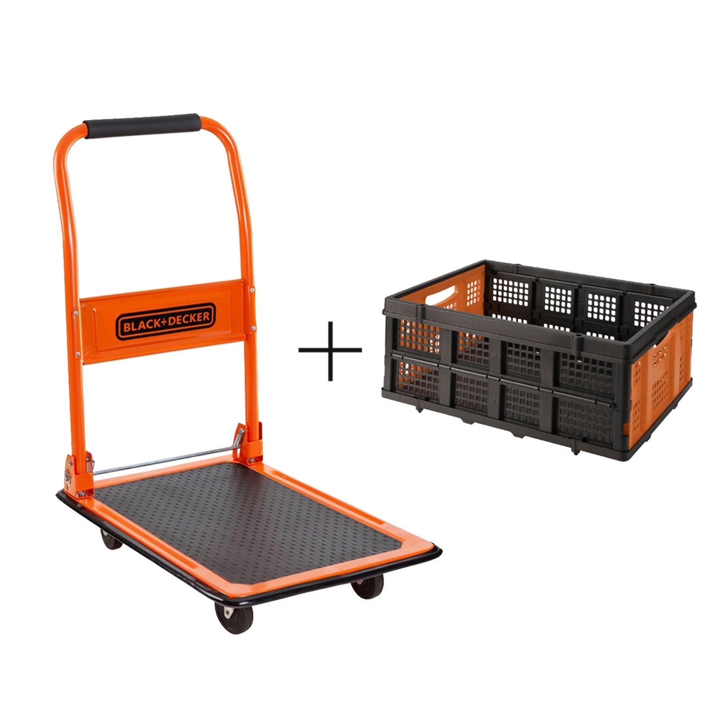 BLACK+DECKER Steel Platform Truck 80Kg with Folding Basket - DIY Store