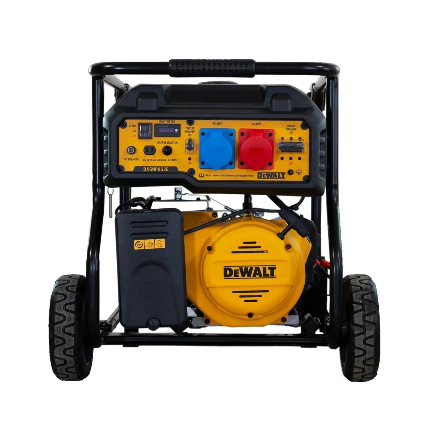 DEWALT Petrol Generator, 10 KVA Rated Power, Dual Voltage (400V, 230V), 28 L Fuel Tank, Electric Start, 10 Hours Run Time - DIY Store