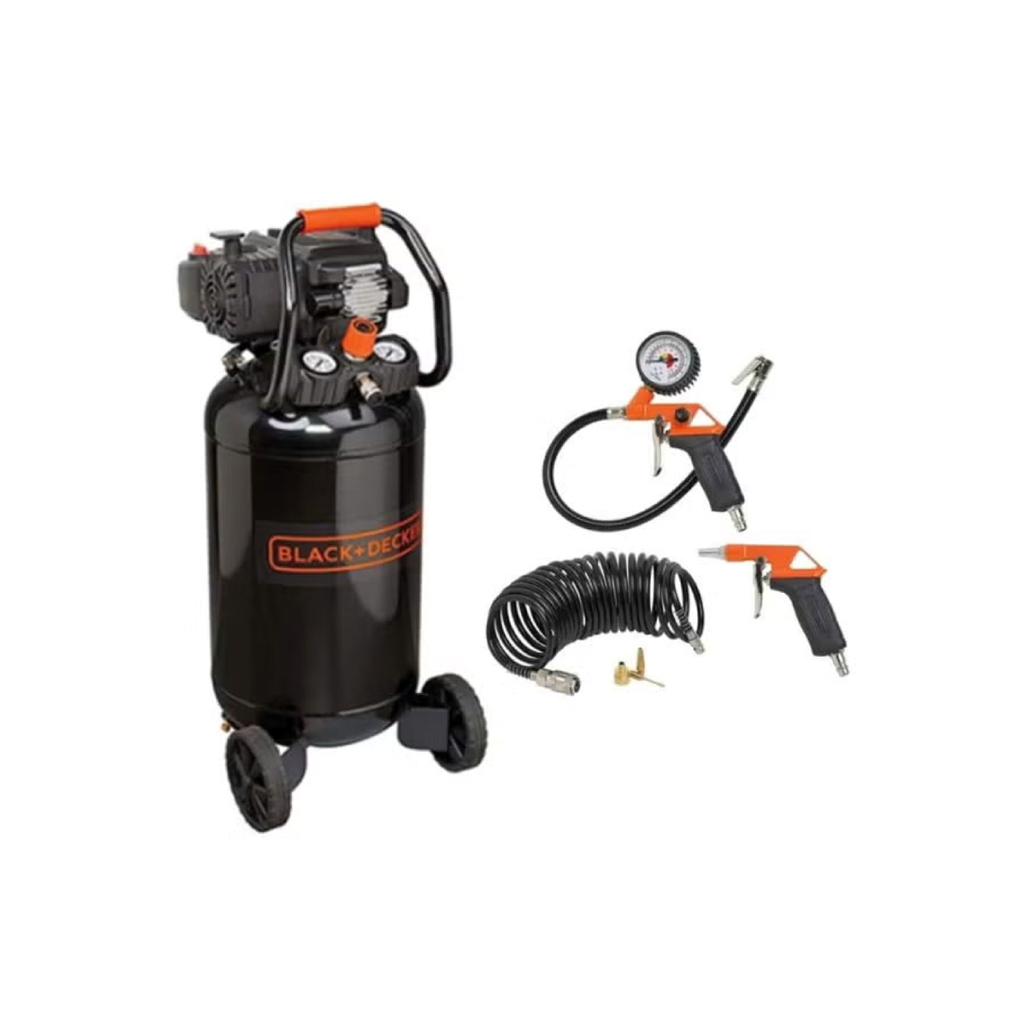 BLACK+DECKER Air Compressor Oil-Free with 50L Vertical Tank + 6 pcs Air Tools Kit - DIY Store
