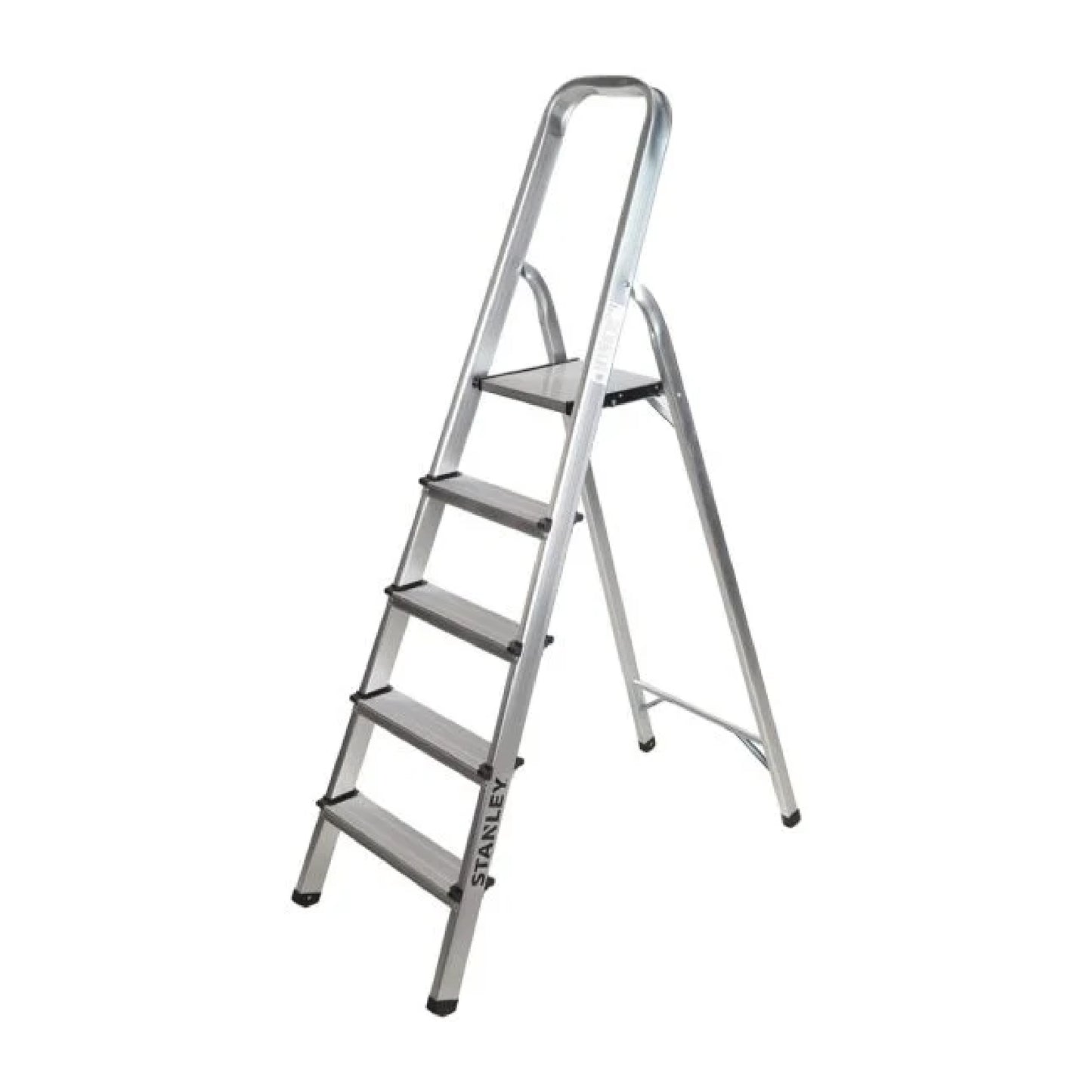 STANLEY Step Ladder 5 Steps Aluminum Ladder Anti Slip Steps Non-Slip Rubber Edge Guards 150 KG Loading Capacity EN131 Approved - DIY Store