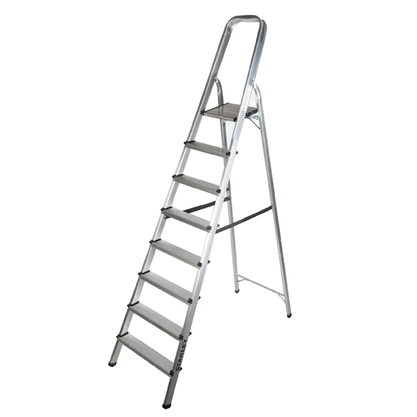 STANLEY Step Ladder 8 Steps Aluminum Ladder Anti Slip Steps Non-Slip Rubber Edge Guards 150 KG Loading Capacity EN131 Approved - DIY Store